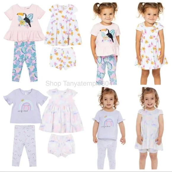 Pekkle Infant 8- piece clothing  purple rainbow and pink toucan set 24 month - Picture 1 of 14